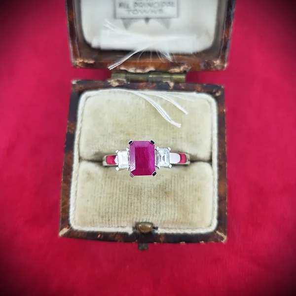 Ruby & Diamond Three Stone Ring