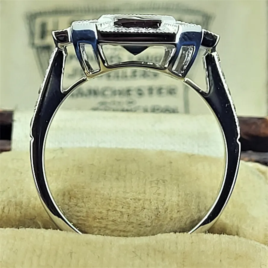18ct White Gold Sapphire & Diamond Art Deco Ring-sapphire-and-diamond-aer-deco-style-ring-dublin-malahide.webp