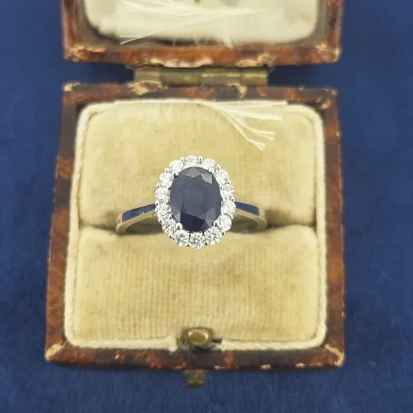 Sapphire & Diamond Cluster Ring- Side View 