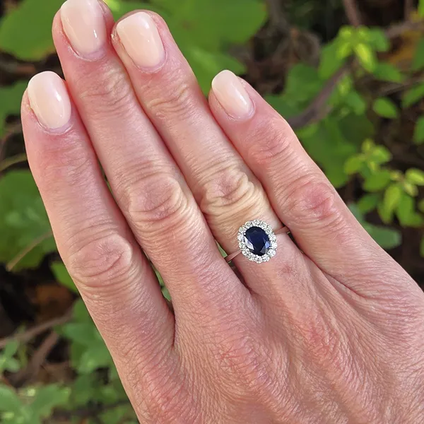 Sapphire & Diamond Cluster Ring-Original 
