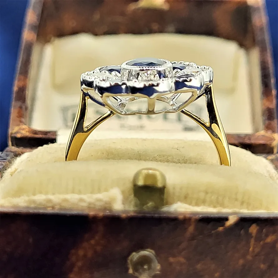 18ct Sapphire & Diamond Daisy Cluster Ring-sapphire-and-diamond-clustyer-ring-dublin.webp