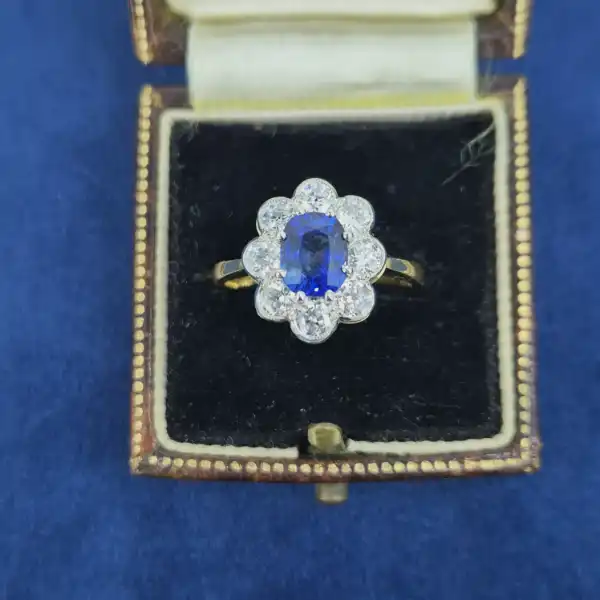 Sapphire & Diamond Cluster Ring -sapphire-and-diamond-flower-cluster-18ct-and-platinum.webp