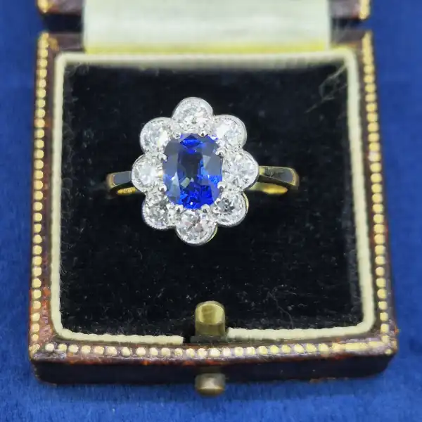 Sapphire & Diamond Cluster Ring -sapphire-and-diamond-flower-cluster-18ct-and-platinum.webp