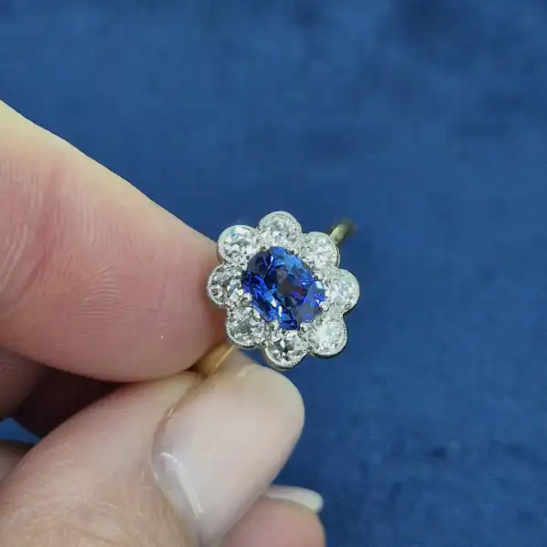 Sapphire & Diamond Cluster Ring -sapphire-and-diamond-flower-cluster-18ct-and-platinum.webp