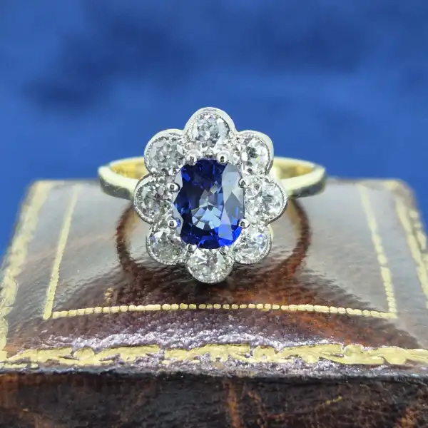 Sapphire & Diamond Cluster Ring -sapphire-and-diamond-flower-cluster-18ct-and-platinum.webp