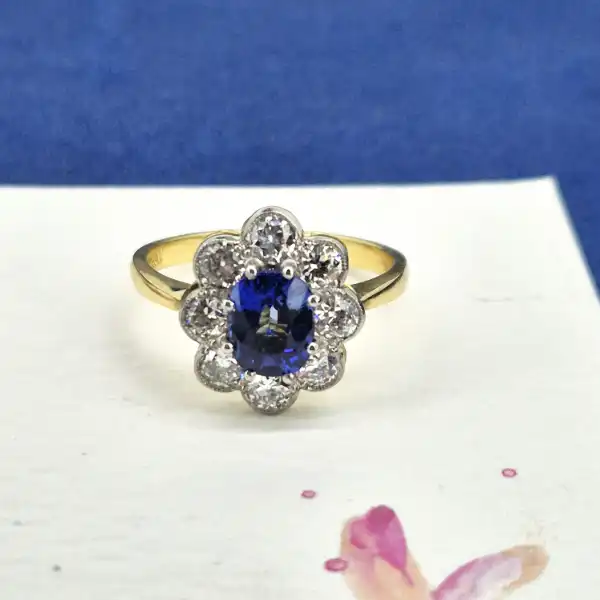 Sapphire & Diamond Cluster Ring -sapphire-and-diamond-flower-cluster-18ct-and-platinum.webp