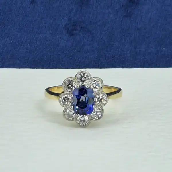 Sapphire & Diamond Cluster Ring -sapphire-and-diamond-flower-cluster-18ct-and-platinum.webp