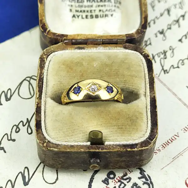 Date 1894! 18ct Yellow Gold Sapphire & Diamond Ring-sapphire-and-diamond-ring-from-1894.webp