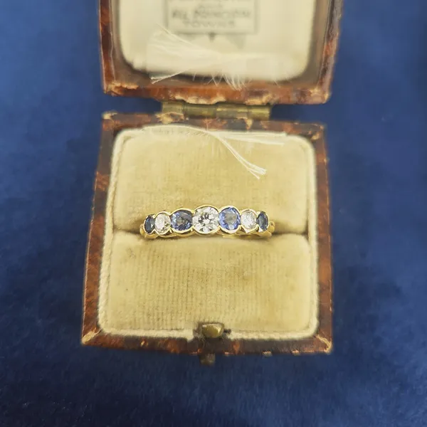 Sapphire & Diamond Half Eternity Ring- Side View 