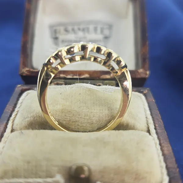Sapphire & Diamond Half Eternity Ring- Magnified 