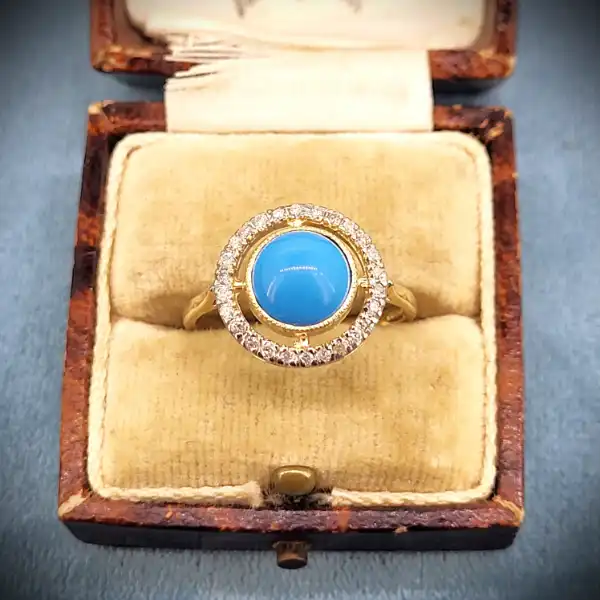  Thumbnail of Turquoise and Diamond Target Style Ring