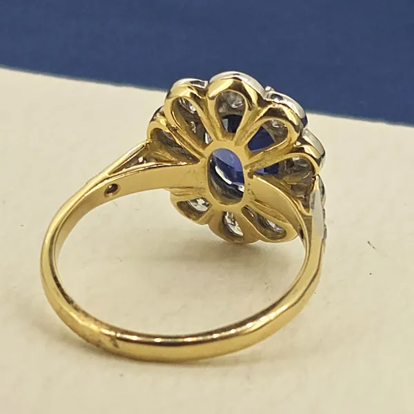 Victorian Sapphire and Diamond Cluster Ring-Small 