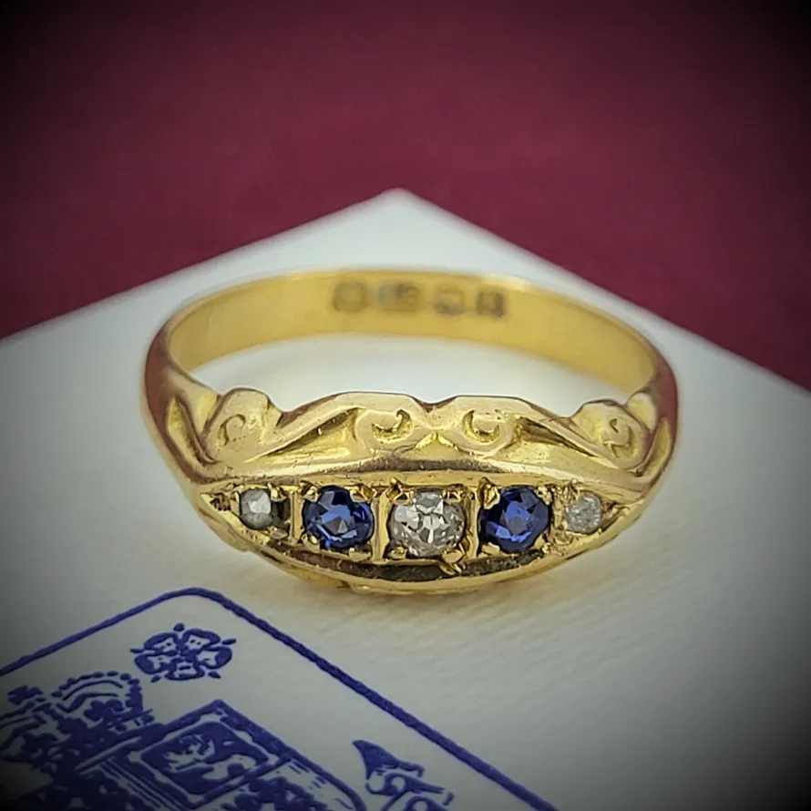 Date 1918!  Sapphire & Diamond Ring-victorian-sapphire-and-diamond-five-stone.webp