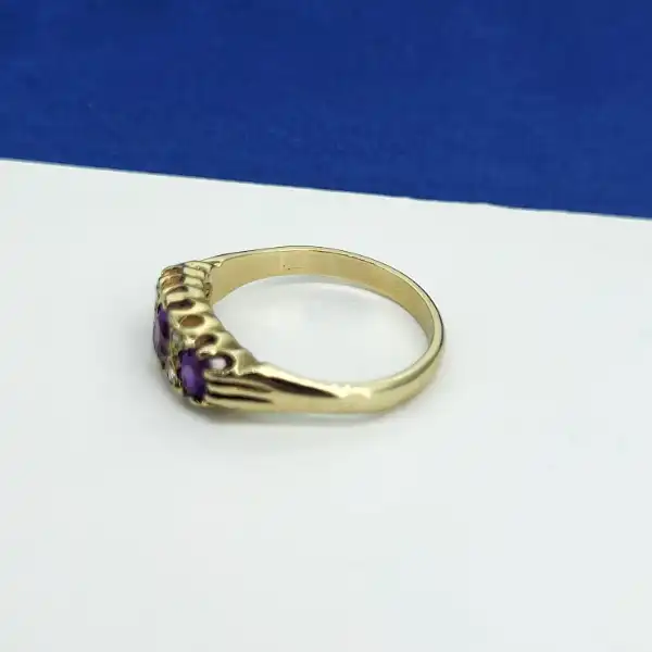 Vintage 9ct Gold Amethyst & Diamond Ring-vintage-amethyst-and-diamond-boat-ring.webp