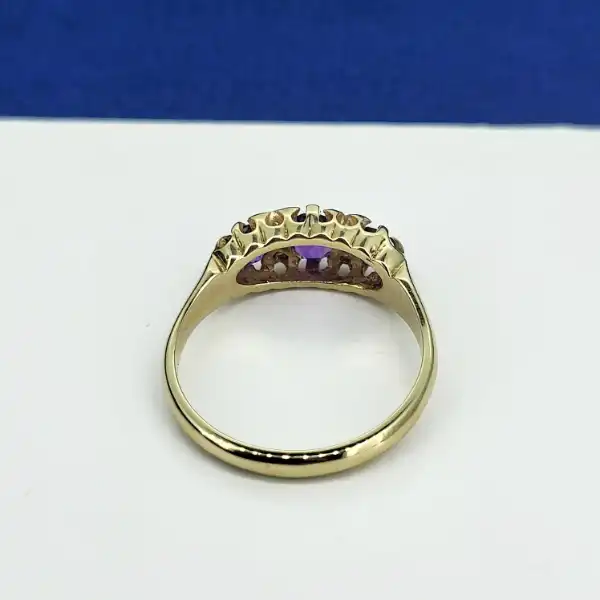 Vintage 9ct Gold Amethyst & Diamond Ring-vintage-amethyst-and-diamond-boat-ring.webp