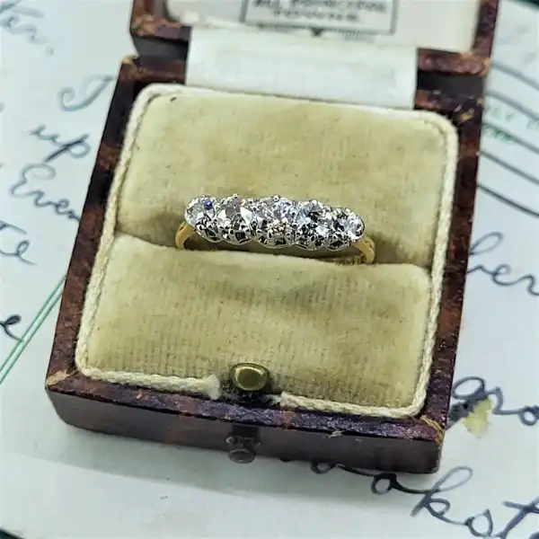 18ct Gold Graduated Diamond Five Stone 0.55cts-vintage-diamond-eternity-ring.webp