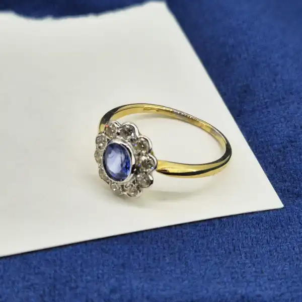 Vintage Sapphire & Diamond Ring in 18ct Gold-vintage-sapphire-and-diamond-cluster-ring-size-n.webp