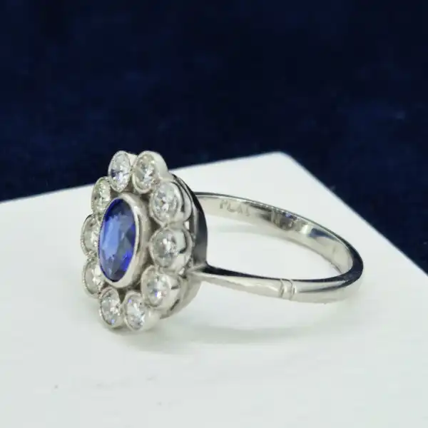 Sapphire & Diamond Victorian Cluster Ring-vintage-style-saph-dia-cluster-in-platinum.webp