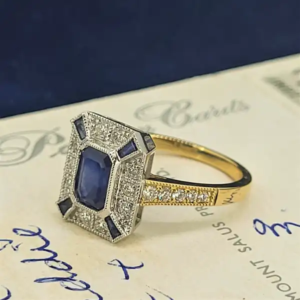 18ct Yellow Gold Art Deco Sapphire & Diamond Ring-yellow-gold-saph-dia-art-deco-insp-ring.webp