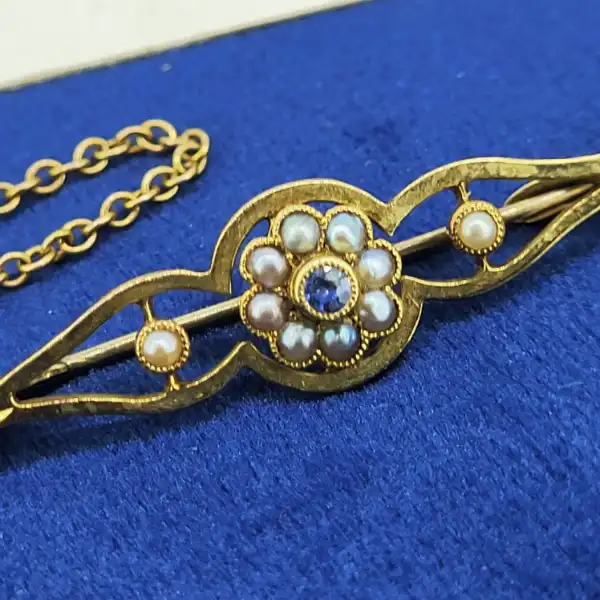 15ct Victorian Sapphire & Seed Pearl Brooch-15ct-victorian-sapphire-seed-pearl-brooch.webp