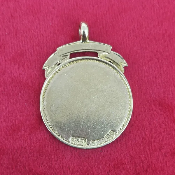 Date 1927! Antique Medal with Scroll Top by James Walter Tiptaft- Front View 