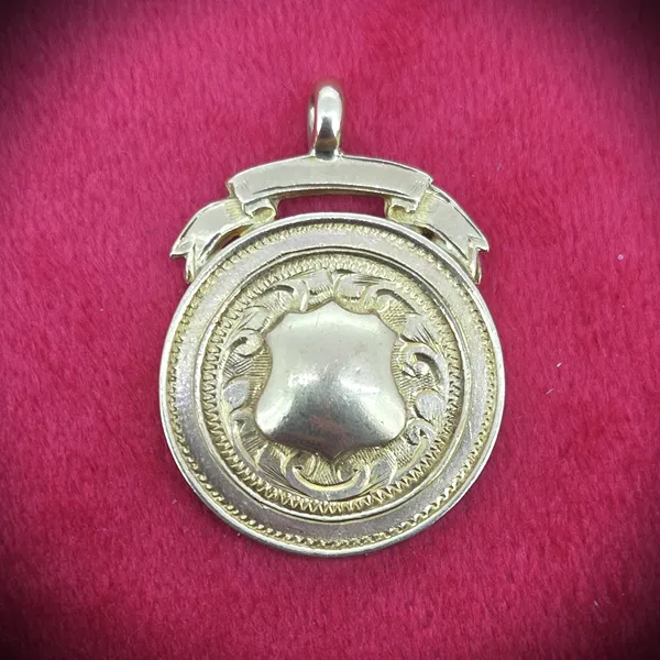 Date 1927! Antique Medal with Scroll Top by James Walter Tiptaft 