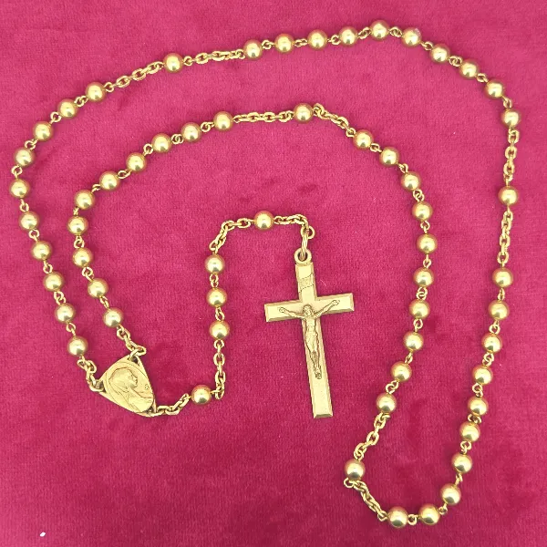 Antique 9ct Gold Rosary Beads with Crucifix - Side View 