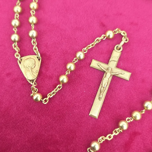 Antique 9ct Gold Rosary Beads with Crucifix - Reverse Angle 