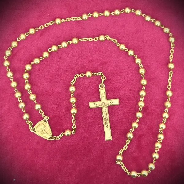 Necklaces Ireland  - Antique 9ct Gold Rosary Beads with Crucifix