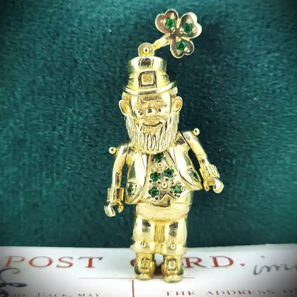 9ct Gold Articulated Leprechaun Charm with Emeralds-9ct-leprechaun-charm-with-emeralds.webp