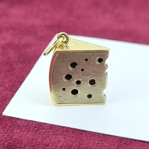 9ct Yellow Gold Wedge of Swiss Cheese Charm-9ct-yellow-gold-cheese-charm.webp