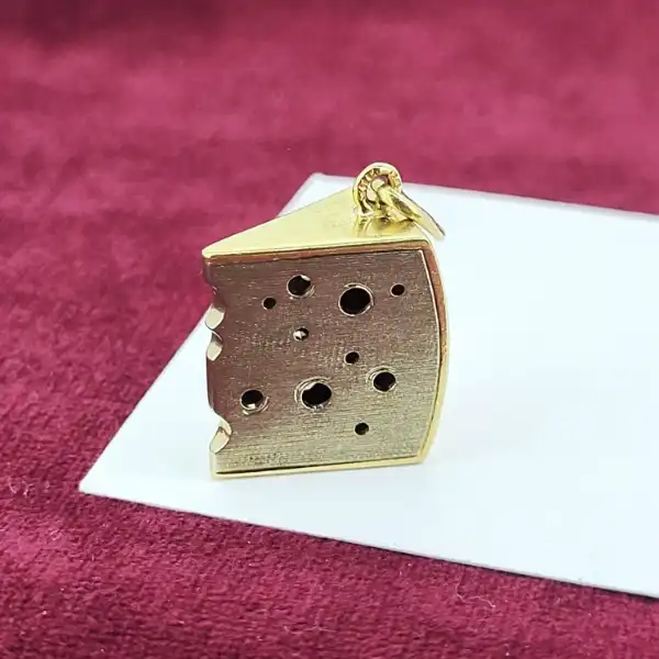 9ct Yellow Gold Wedge of Swiss Cheese Charm-9ct-yellow-gold-cheese-charm.webp