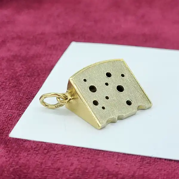 9ct Yellow Gold Wedge of Swiss Cheese Charm-9ct-yellow-gold-cheese-charm.webp