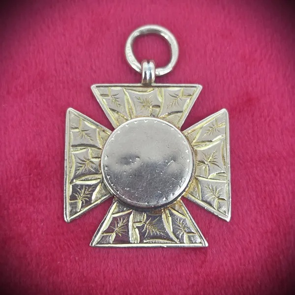 Antique 9ct Gold Maltese Cross Medal Pendant by Constantine & Floyd Ltd