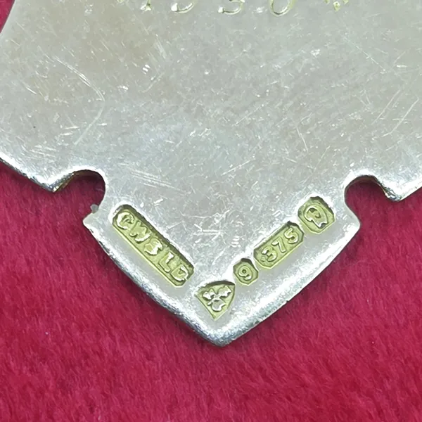 Date 1929! Antique 9ct Gold Shield Medal by Cooperative Wholesale Society Ltd- Close Up 