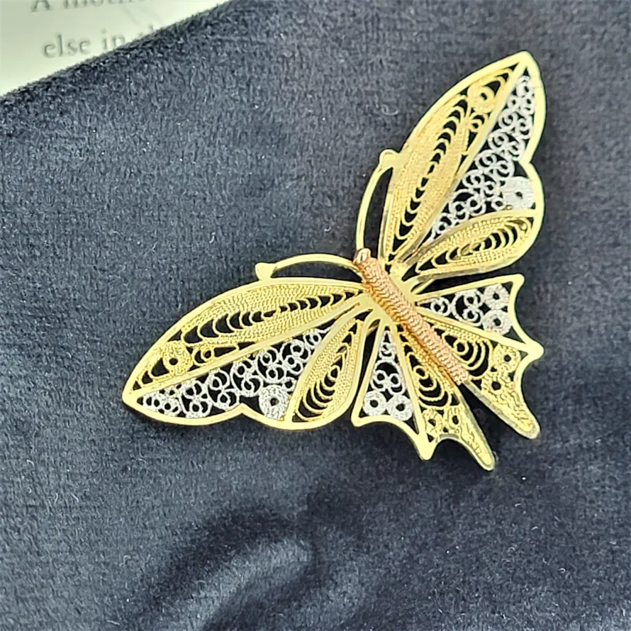9ct Gold Tri Colour Butterfly Brooch-gold-butterfly-brooch.webp
