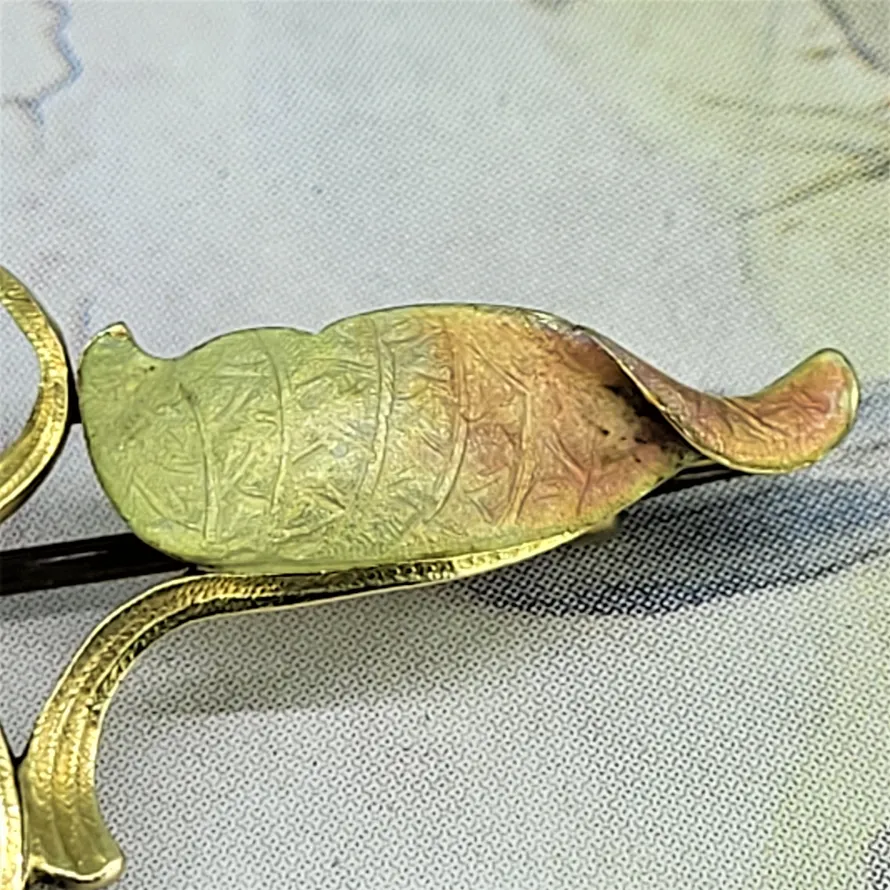18ct Gold Leaf Effect Brooch with Pearls-gold-leaf-brooch-dublin.webp