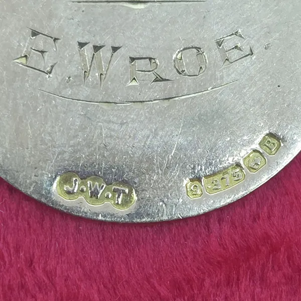 Date 1926! Antique Medal with Engraving on Reverse by James Walter Tiptaft- Close Up 