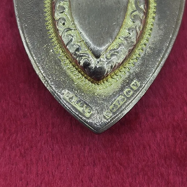 Date 1920! Shield Shaped Antique Medal by Constantine & Floyd- Close Up 
