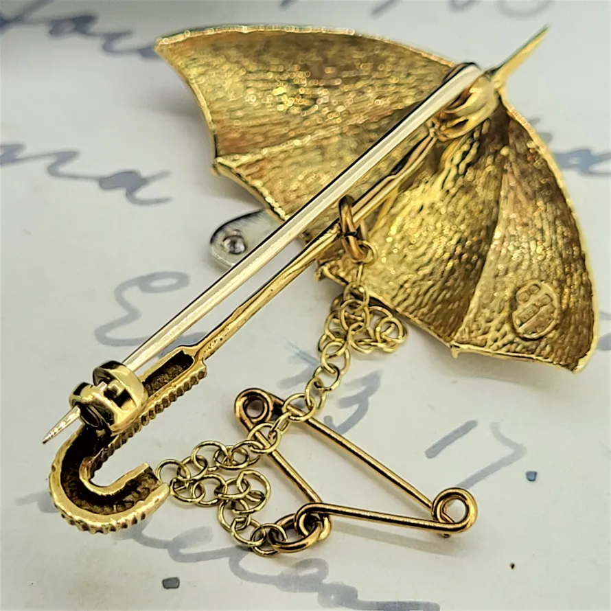 Mappin & Webb 18ct Gold & Diamond Umbrella Brooch-umbrella-brooch-dublin.webp