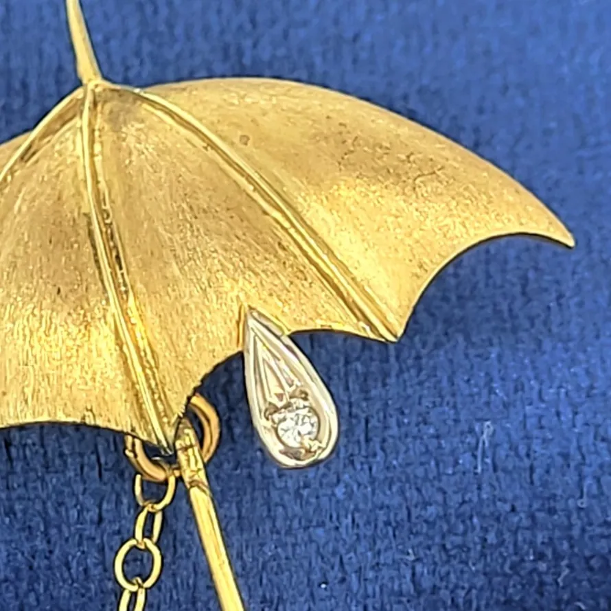 Mappin & Webb 18ct Gold & Diamond Umbrella Brooch-umbrella-brooch-dublin.webp