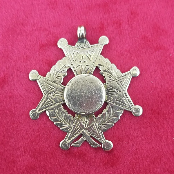 Date 1899! Victorian 9ct Gold Star Medal by Joseph Adelman- Side View 