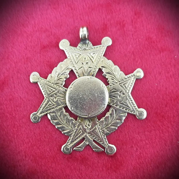 Date 1899! Victorian 9ct Gold Star Medal by Joseph Adelman